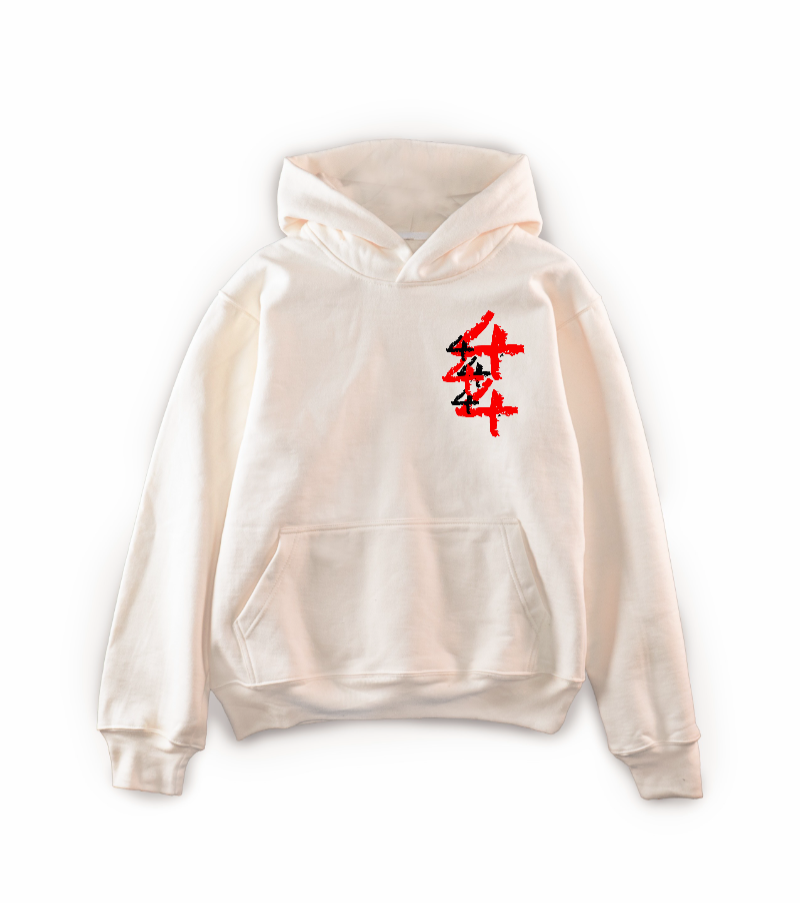 "444" Cream/Red Hoodie